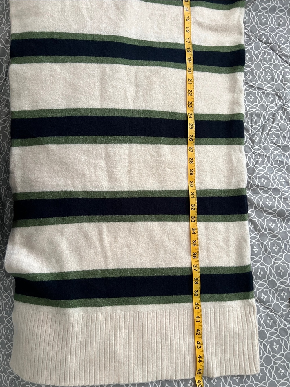 LOFT Cream Turtleneck Sweater Dress with Navy and Olive Stripes - Picture 5 of 5